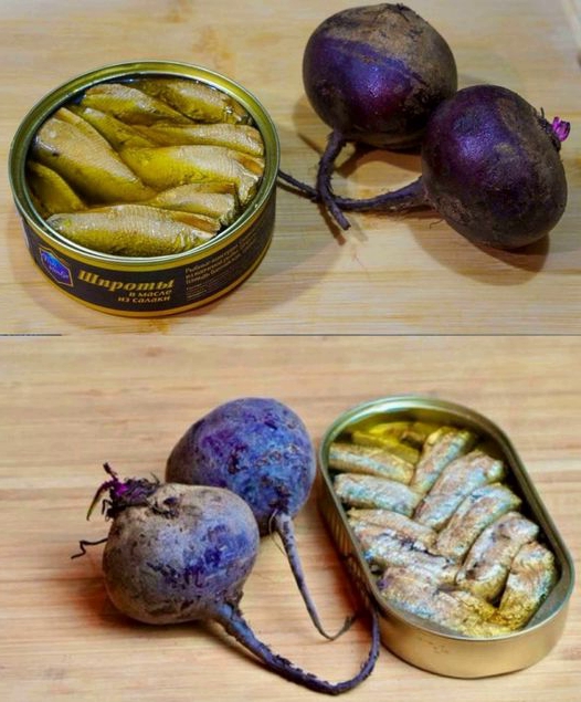 Beep a jar of sprats, 2 beets and gyvelly Genoal salad. So few Giotovitov, but in vain!